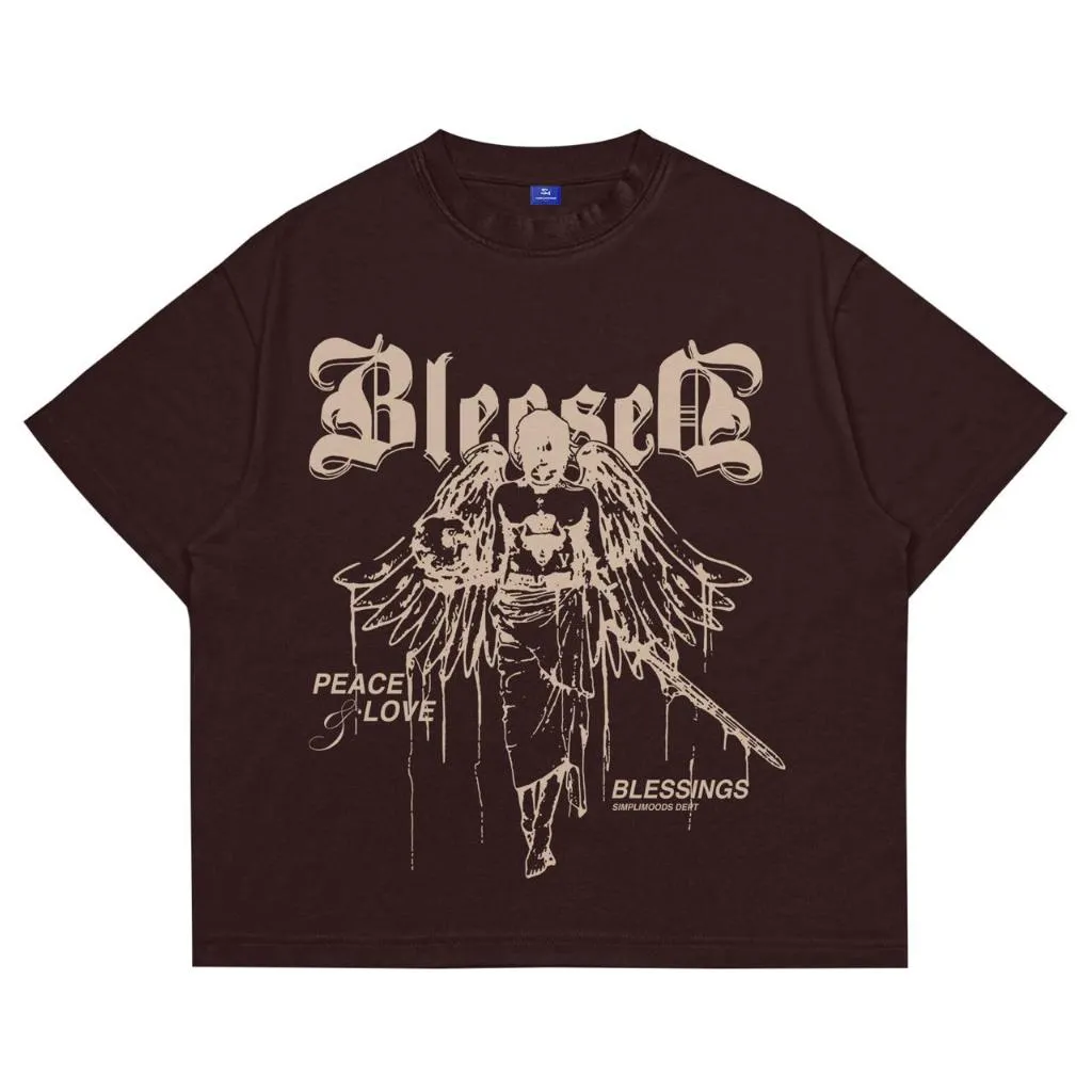 [VG] Simplimoods - 24s Kaos Boxy Fit Oversized Tshirt Blessed Brown Katun Santai Combed Printing Streetwear