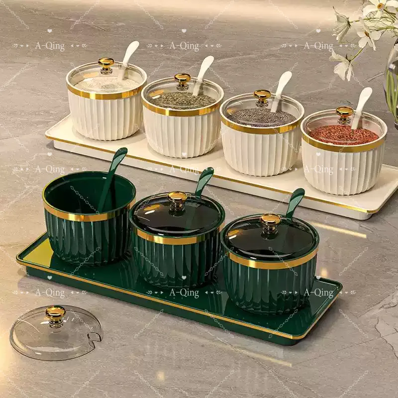 AQING   | Tempat Bumbu set estetic 3/4 in 1/Tempat Bumbu Dapur Set Sendok 4IN1 / Wadah Bumbu Aesthetic