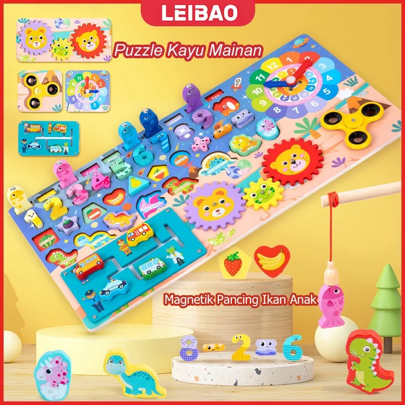 Puzzle Kayu Mainan Edukasi Anak Huruf dan Angka / Wooden Toys Mainan Montessori Pancing Ikan Anak