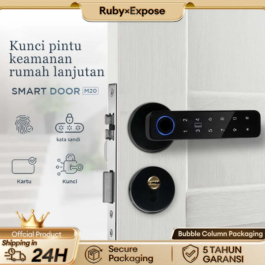 Smart Door Lock Fingerprint Door Lock Security Upgrade Multi-Function Door Lock with Fingerprint, Key and Password