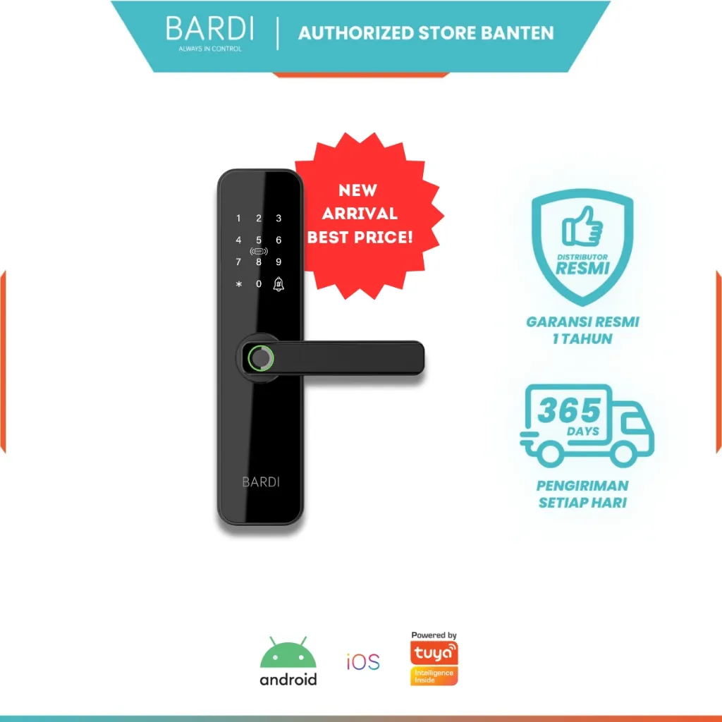 [NEW TERMURAH] BARDI Smart Door Lock Z01 Fingerprint RFID Aplikasi Kunci Rumah Pintar with Handle