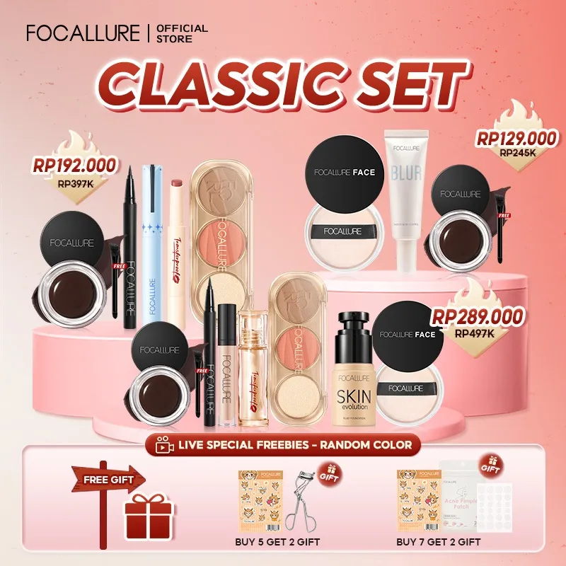 [Hot Bundle]FOCALLURE Makeup Set 3/5/7PCS Bundle Lip tint Eyeshadow Foundation Eyeliner Blush Powder Mascara