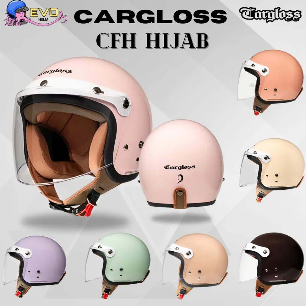 CARGLOSS CFH HIJAB RETRO INOVASI TERBARU HELM HALF FACE WANITA HIJAB TERLARIS ORIGINAL SNI