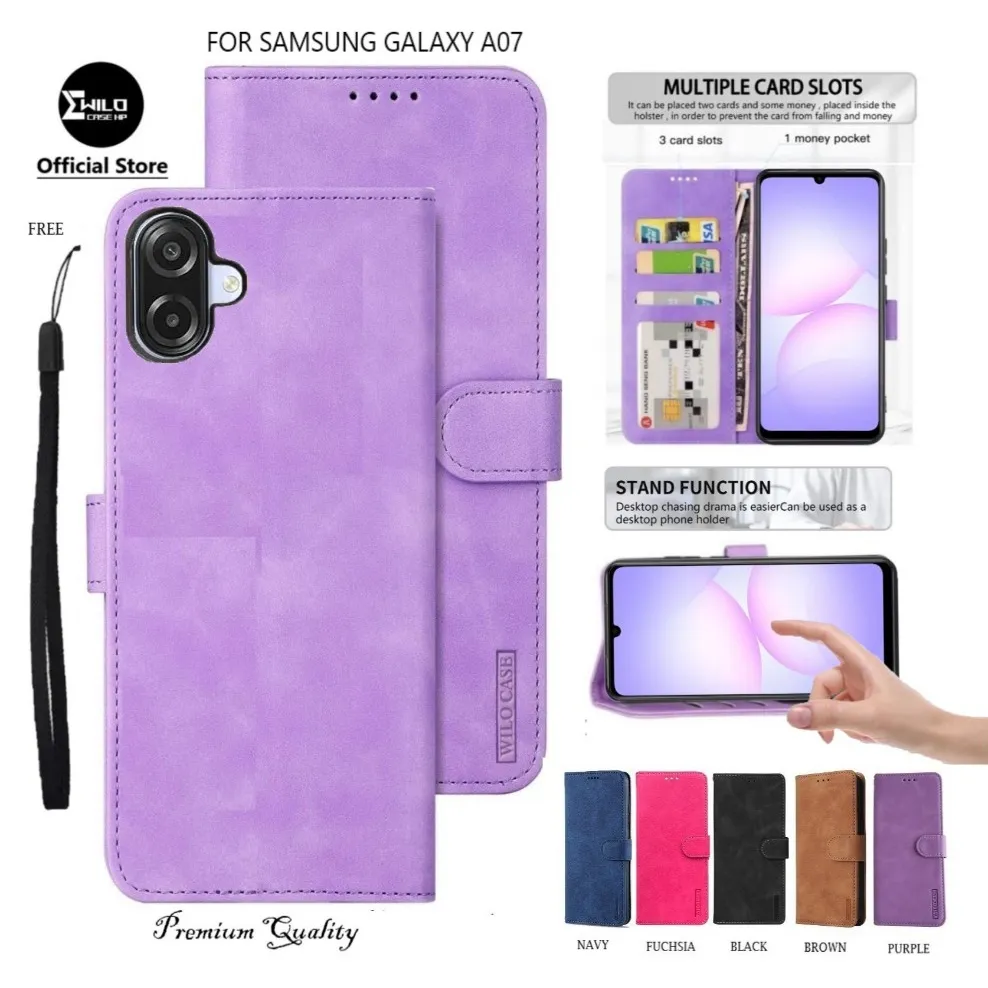 Case Samsung Galaxy A07 Leather Premium Case Flip Wallet Kulit/Casing Dompet Hp