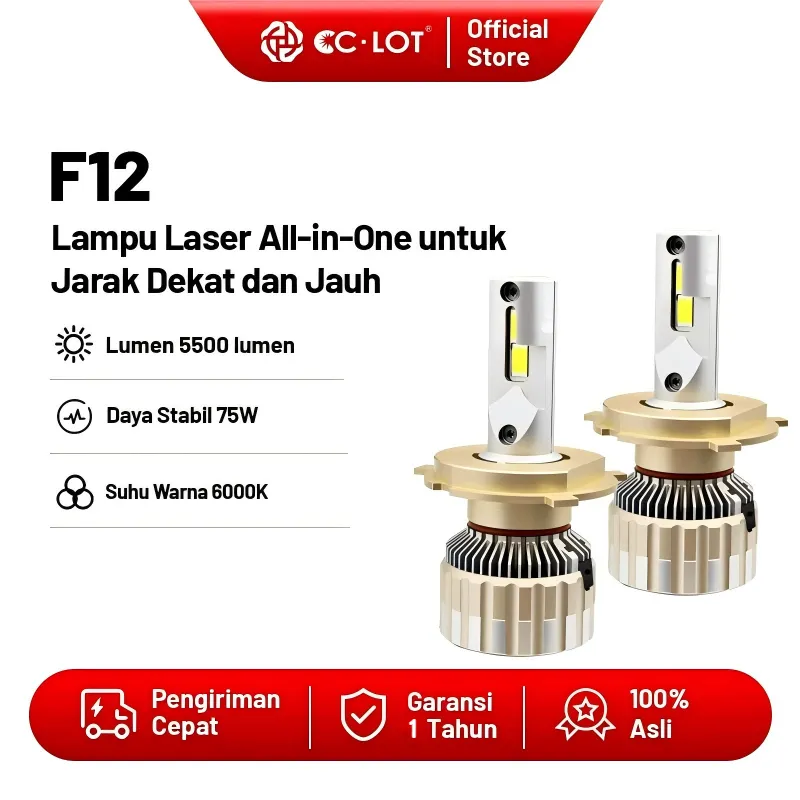 CCLOT Lampu LED Mobil H4 75W 5500LM SUPER TERANG Plug & Play Anti Air IP68 - COCOK untuk Avanza, Agya, Calya, Xenia, Brio, Sigra