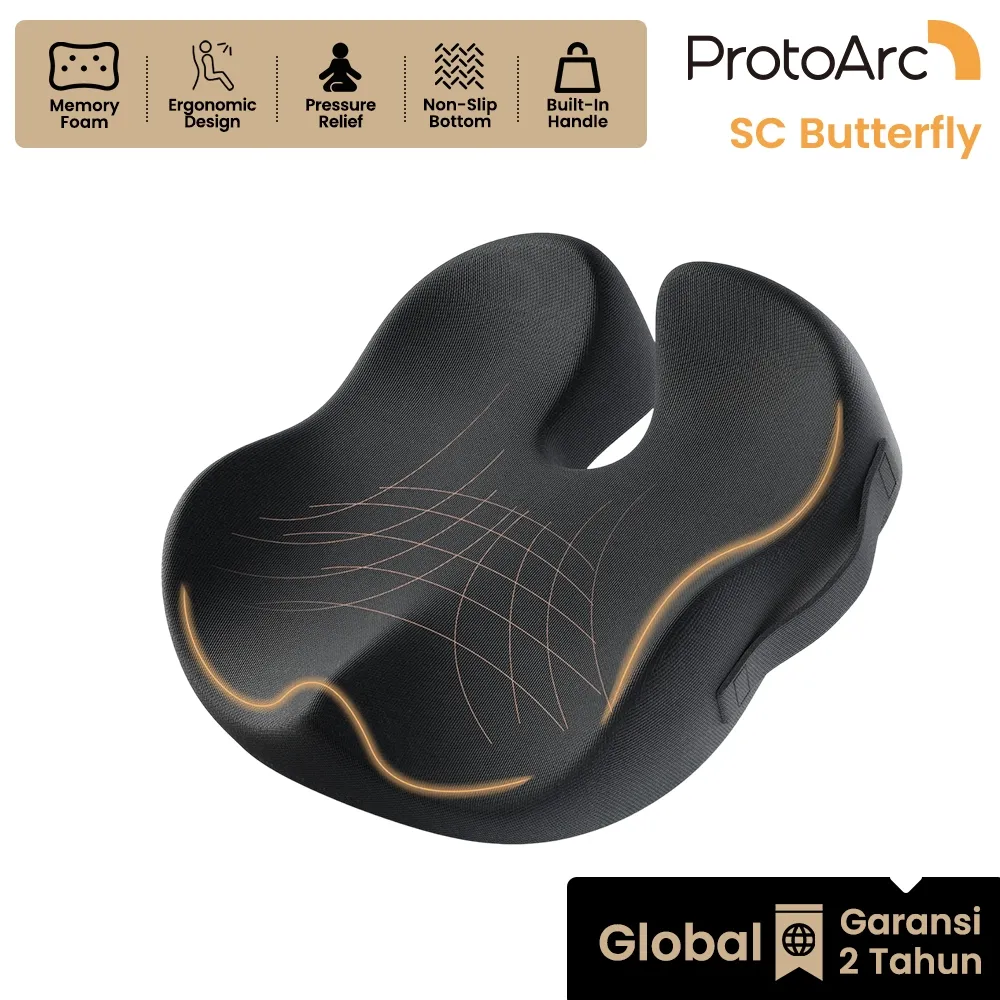 ProtoArc SC Butterfly Seat Cushion Extra Large Ergonomic Memory Foam All Day Comfort - Garansi 2 Tahun