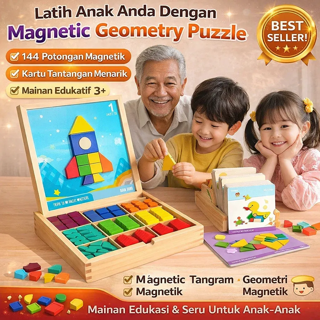 [COD/GRATIS ONGKIR] Teka-teki Geometris Magnetik Pelatihan Otak/Magnetic Tangram Book/Mainan Balok Puzzle Mainan Edukasi Anak/balok Bangunan Magnetik Geometris/Puzzle Tangram Magnetik/Baby Intelligence Toys Wooden Geometric Puzzle