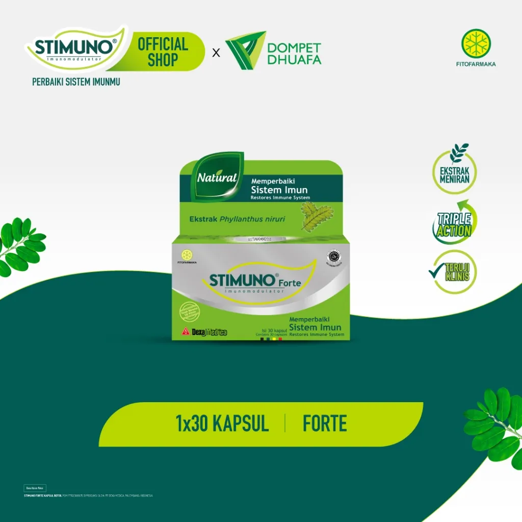 Stimuno Forte 30 Kapsul | Daya Tahan Tubuh Imun Booster Suplemen Herbal Alami Multivitamin Anak Dewasa Meniran