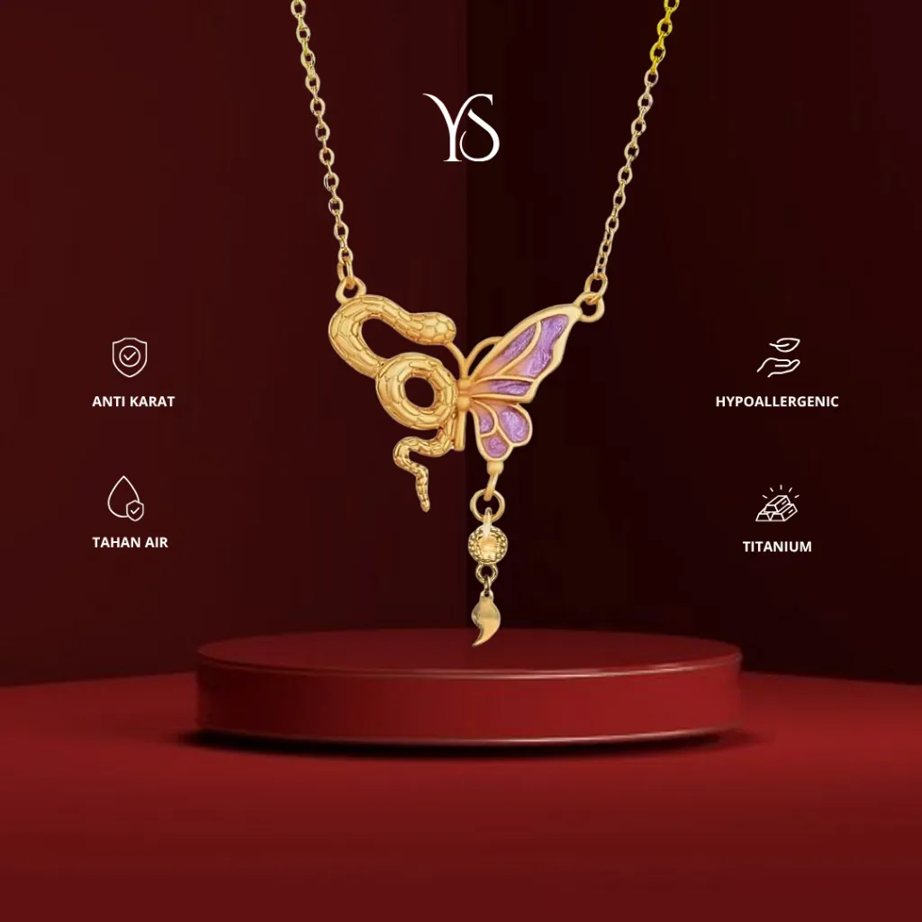 YS - Medusa - Butterfly Semicolon Necklace KALUNG Titanium Anti Karat