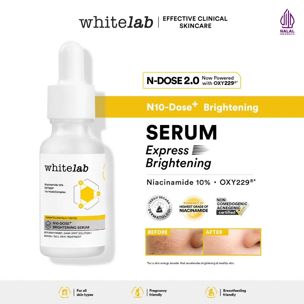 Whitelab Serum Niacinamide 10% Brightening - Serum Pencerah Wajah Intensif N10-Dose+ 2.0