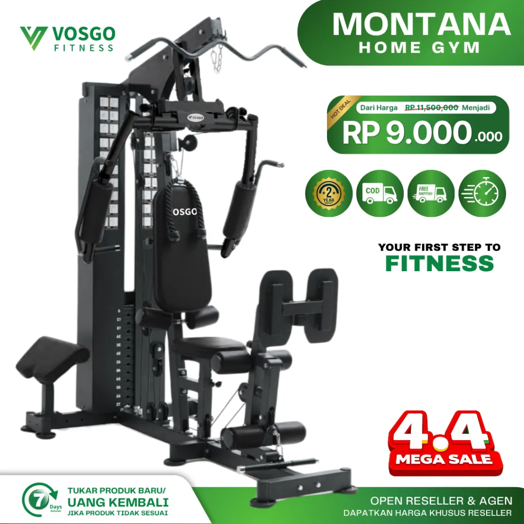 Alat Fitness Montana Homegym 1 Sisi 158Lbs  Beban 72 Kg Homegym 1 Station Include Legpress