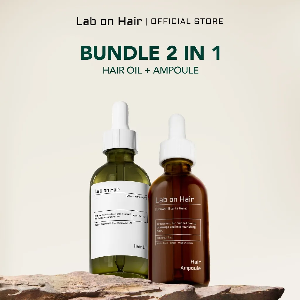Lab On Hair Ampoule + Hair Oil - Hair Oil Serum Vitamin Rambut Growth Rambut Anti Rontok Kering Bercabang Mempercepat Pertumbuhan Rambut Penumbuh Rambut Water Base Minyak Rambut