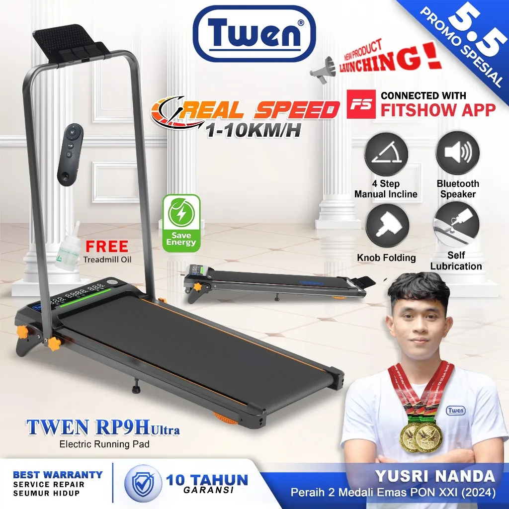 TWEN RP7 New RP7H New RP7s RP7sH ISmart Plus RP8 RP8H+ RP8H Pro RP9H Pro Treadmill Listrik Treadmill Portable Walking Pad Running Pad Treadmill Lipat Alat Olahraga