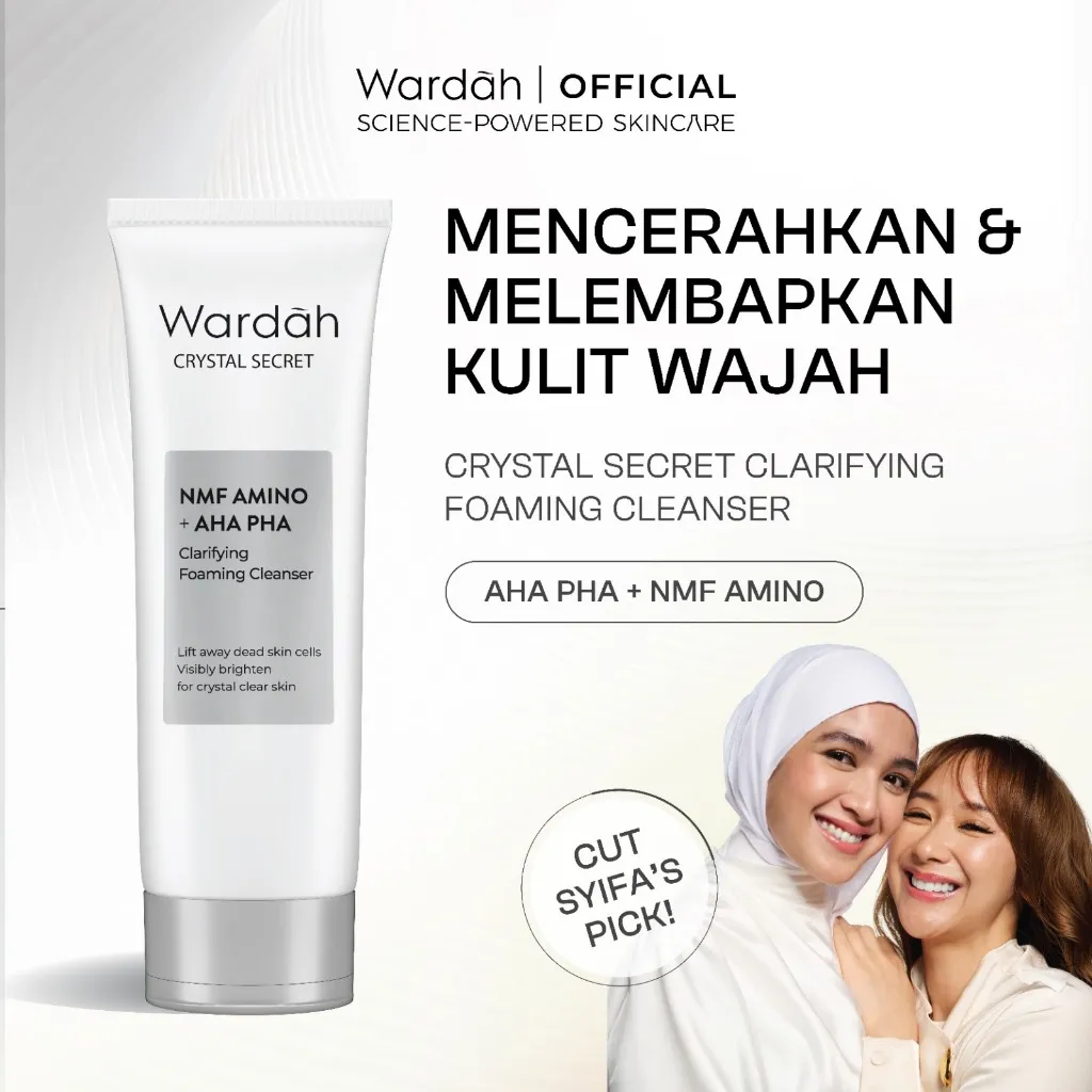 Wardah Face Wash Crystal Secret NMF Amino AHA PHA Clarifying Foaming Cleanser 100 ml [REFAL HADY'S FAVORITE] - Skincare