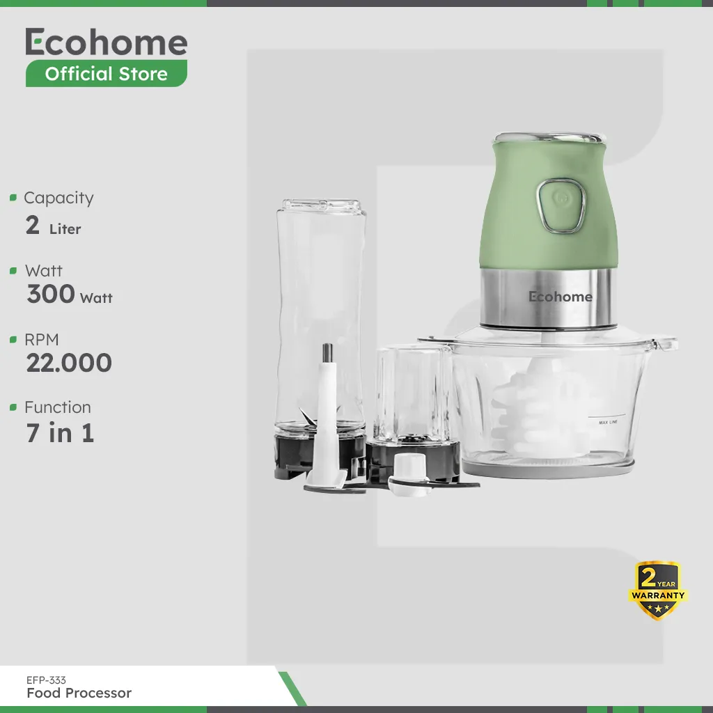 ECOHOME Food Processor 7 in 1 EFP333 Chopper Blender Smoothies and Garlic Peeler