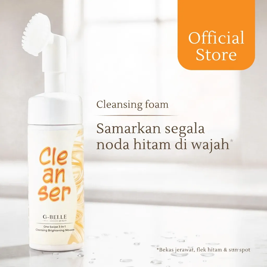G-BELLE | Face wash 3 in 1 Brightening Cleansing Foam - 150ml | Pembersih Wajah | Facial Wash | Face Massage | Kulit sensitif | Hydrating | Mencerahkan | Bekas jerawat | Hiperpigmentasi | Flek hitam | Noda hitam | Niacinamide | Glutathione | Vitamin C