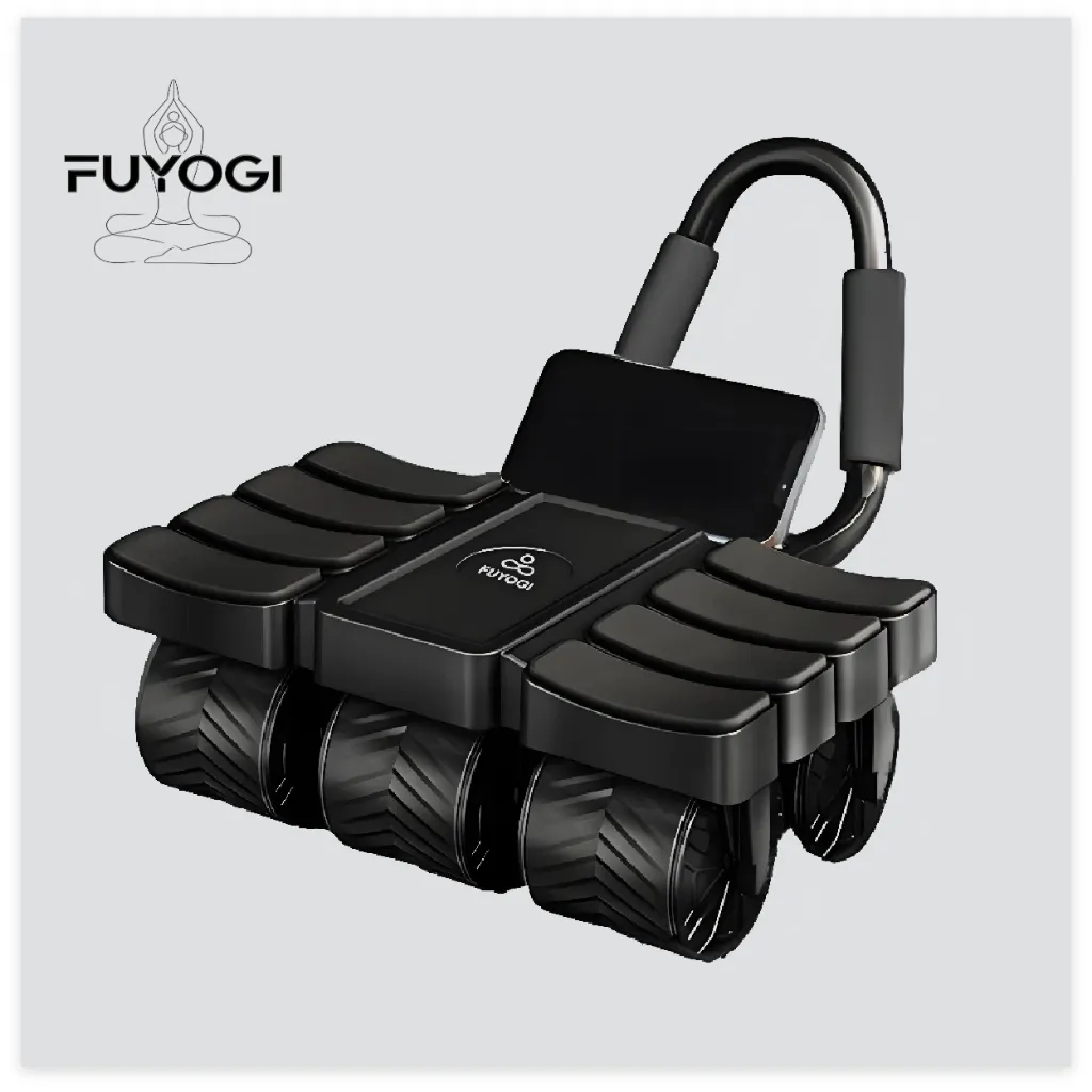 FUYOGI Abdominal Wheel Roller Ab Auto Rebound 8 Pads 6 Wheels Gym Home Workout Hitung Cerdas