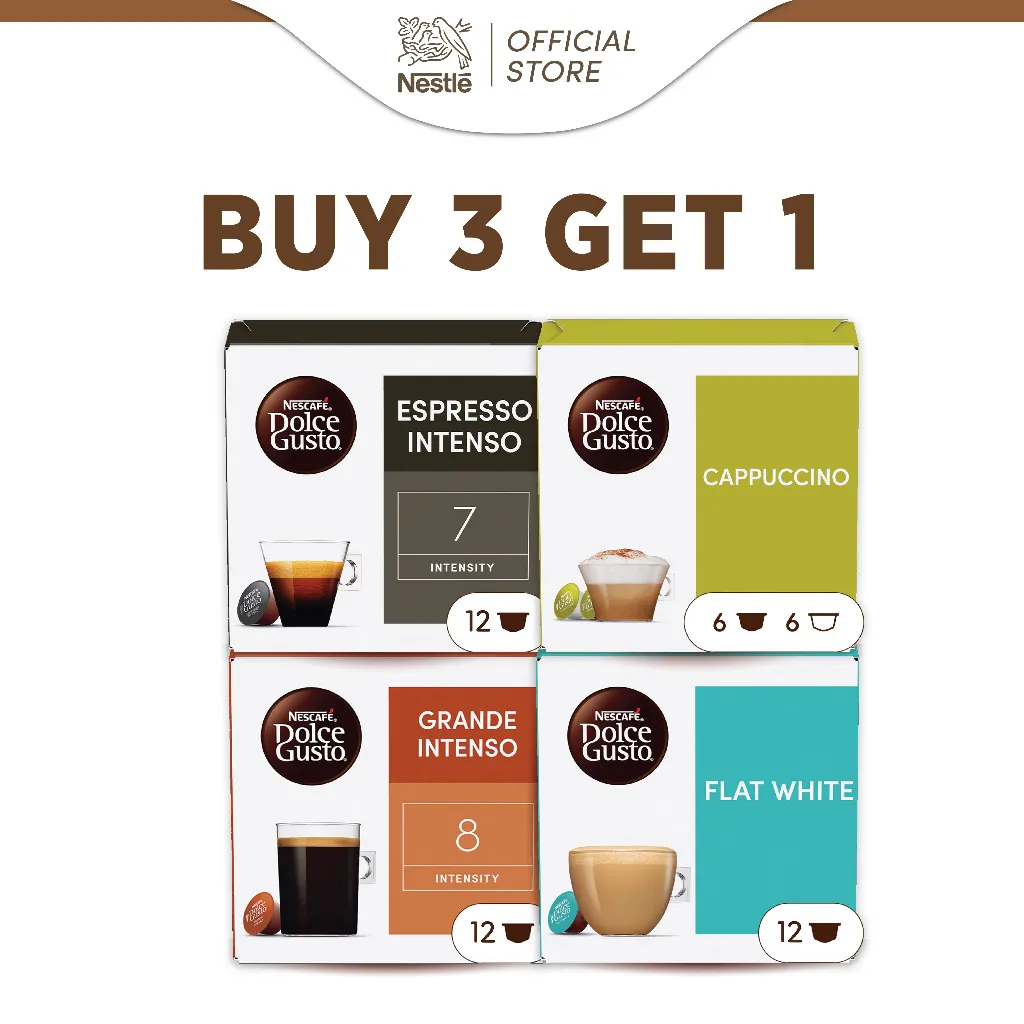 NESCAFE® Dolce Gusto Buy 3 Get 1 Flat White | Paket Kopi Kapsul  | Beli 3 Gratis 1 | Kopi Dolce Gusto | Kopi Kapsul | Coffee Capsule