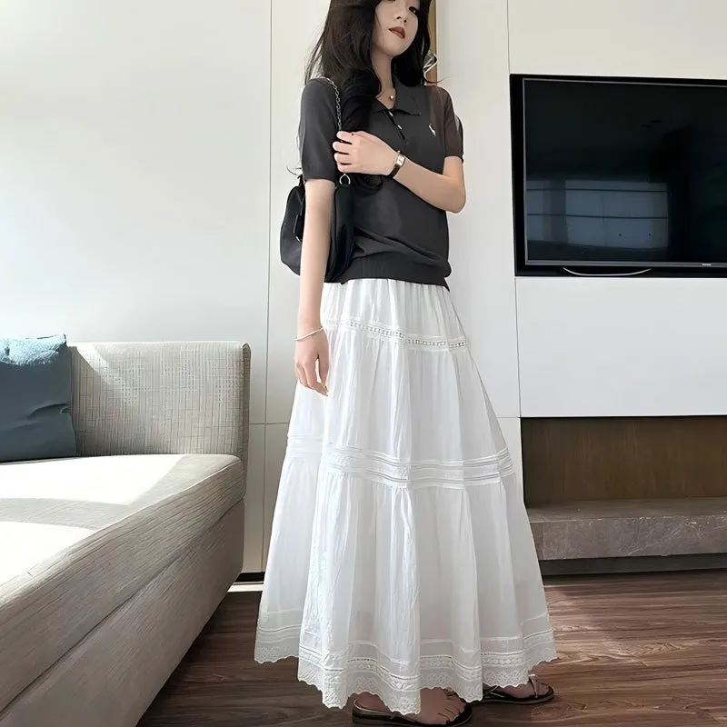 [CHIUSHUI]-Rok Wanita Gaun putih mini Rok wanita Bahan Kain poliester imporRuffle Renda Bordir Premium-Bisa COD/rok embroidery/rok lucu/rok maxi