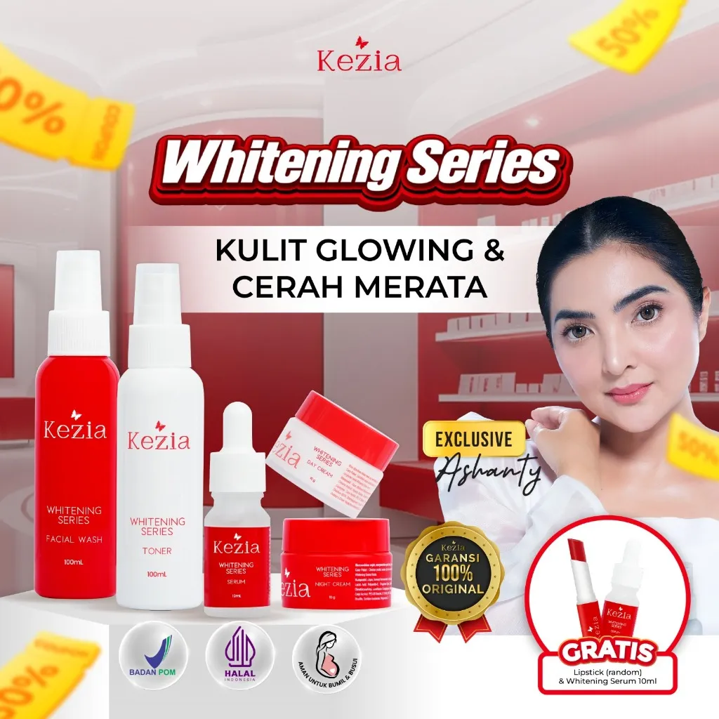 KEZIA By ASHANTY - Paket WHITENING SERIES - Paket Glowing Lengkap‎(FREE 1 Lipstick Random  +  1 Whitening Serum 10ml)