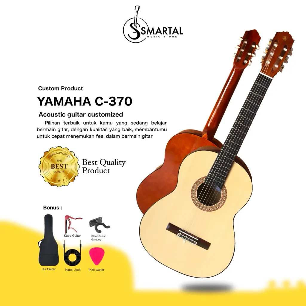 Gitar Akustik Pemula Yamaha C370 Nylon Bergaransi Berkualitas Harga Terjangkau Cocok Untuk pemula