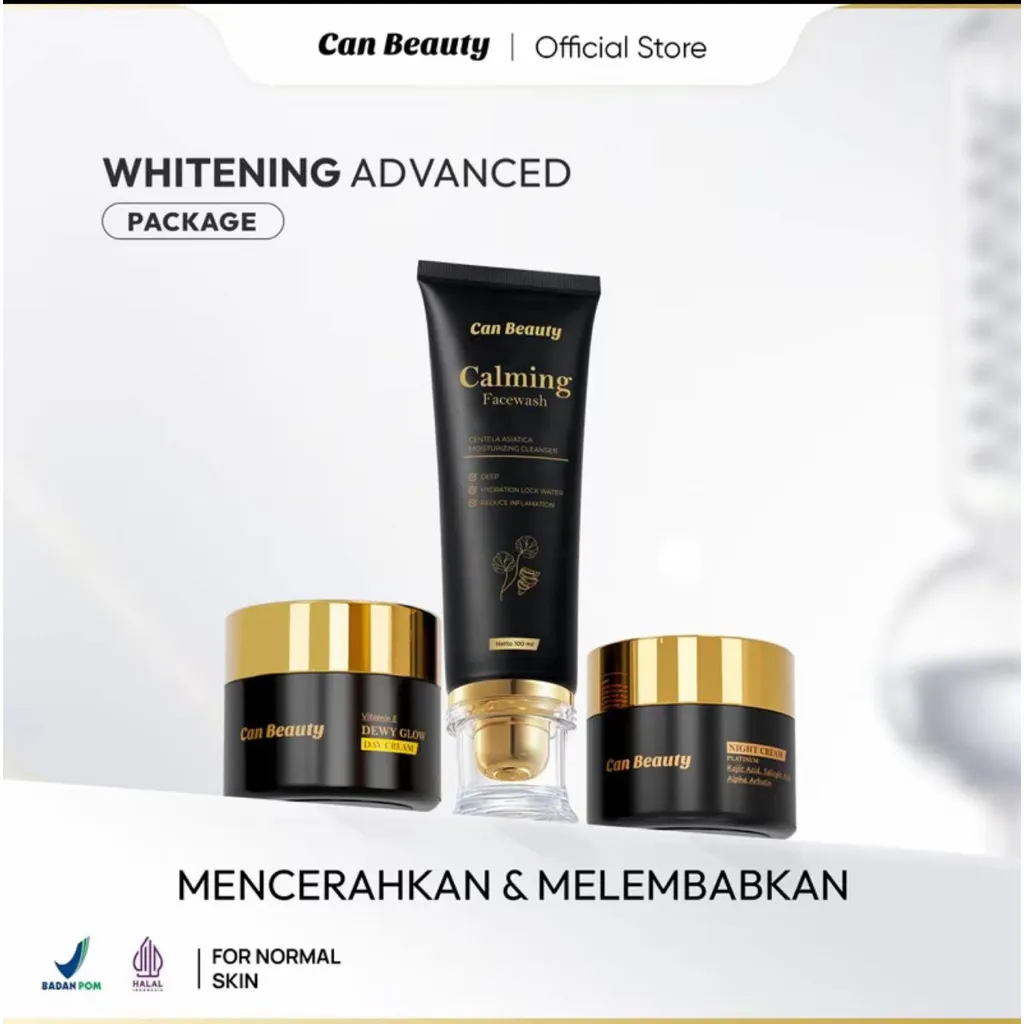 CAN BEAUTY Paket Advance dapet 3 produk (Facial wash,Day cream dan Ninght cream BPOM-Mencerahkan -Memudarkan flek