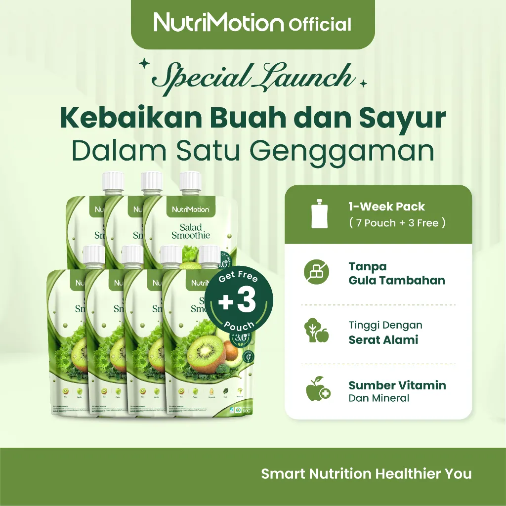 [1-Week Pack] NutriMotion Salad Smoothie - Minuman Sari Buah & Sayur - Tinggi Serat & Rendah Kalori