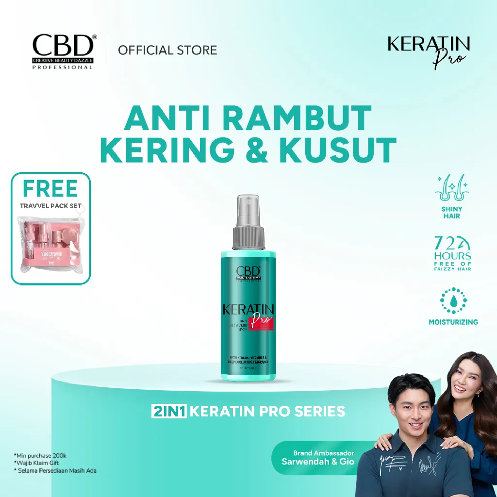 CBD Professional Keratin Pro Daily Hair Vitamin Spray 100ml | Perawatan untuk rambut anti kering dan kusut | Rambut rusak | Rambut bercabang | Rambut patah