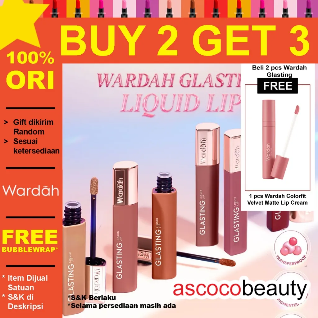Wardah Glasting Liquid Lipstick Tahan Lama Lipstik Ringan Liptint Lipcream Kissproof ascocobeauty