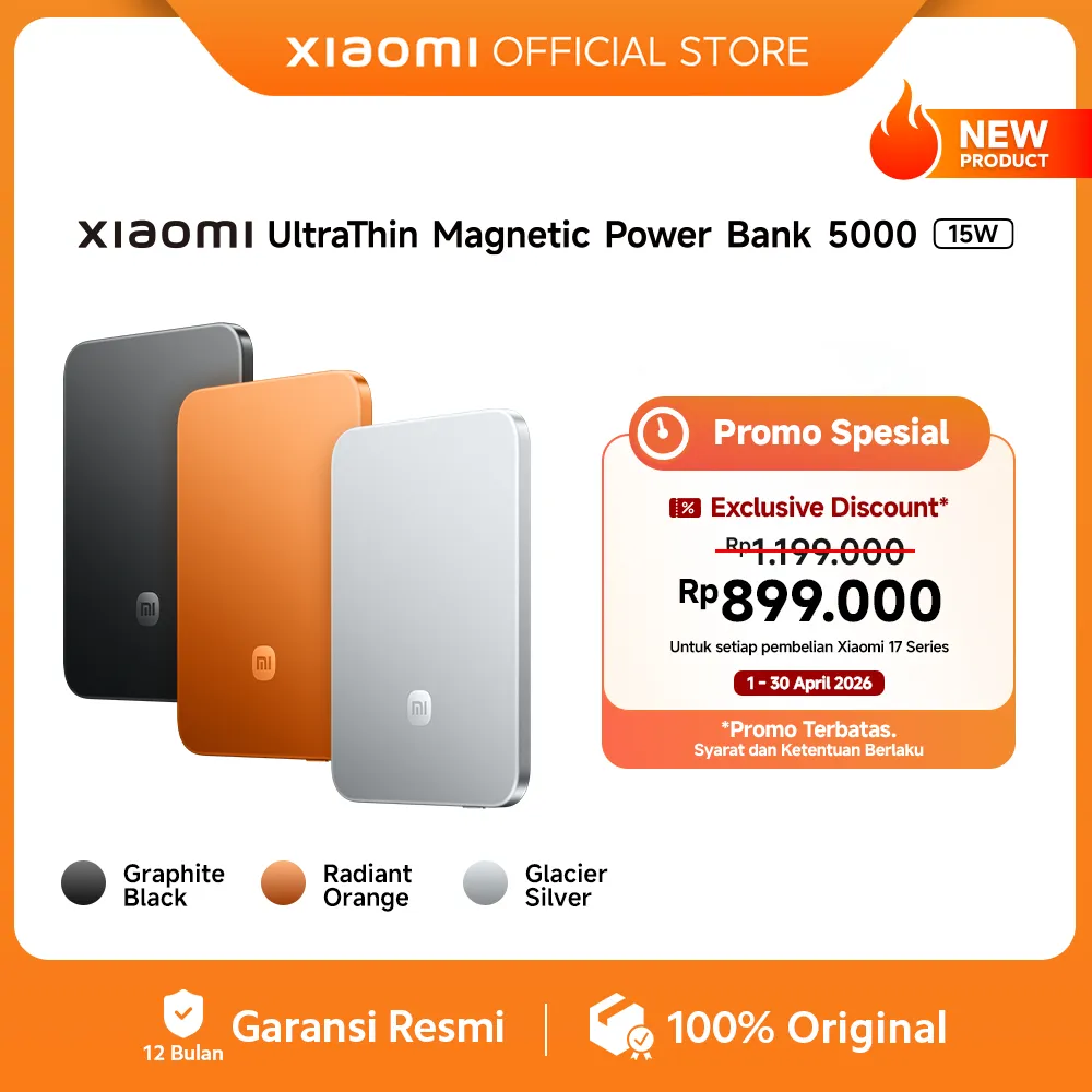 Xiaomi UltraThin Magnetic Power Bank 5000 15W | Desain ultra-tipis 6mm & ringgan hanya 98g | Pengisian cepat tanpa kabel 15W | Bodi metal premium & elegan | Sertifikasi 3C aman untuk perjalanan udara [Xiaomi Official Store]