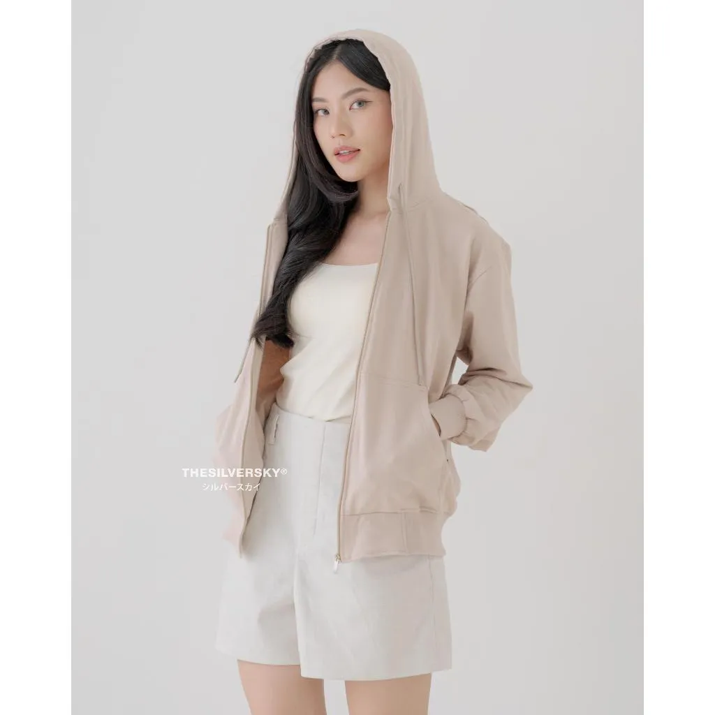 Thesilversky Airy 100% Ultra-Comfy Baby Terry Cotton Hoodie Zipper Premium | Jaket Wanita Sporty Pastel
