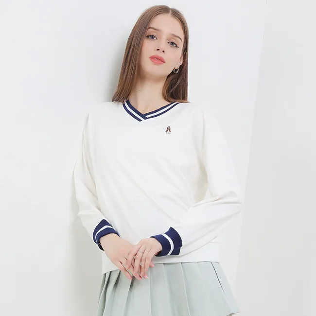 Hush Puppies Sweatshirt Wanita Vee Off White