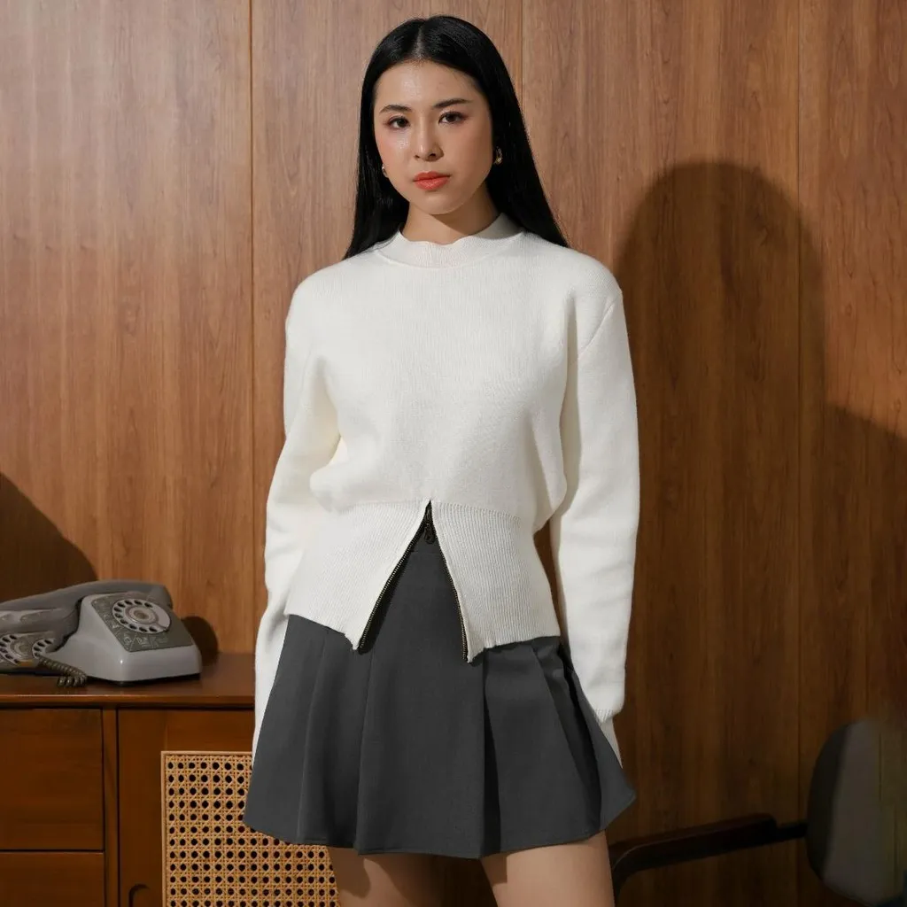 SUETERCLOTH - Marion knit top / top knit zipper / knitwear / sweater