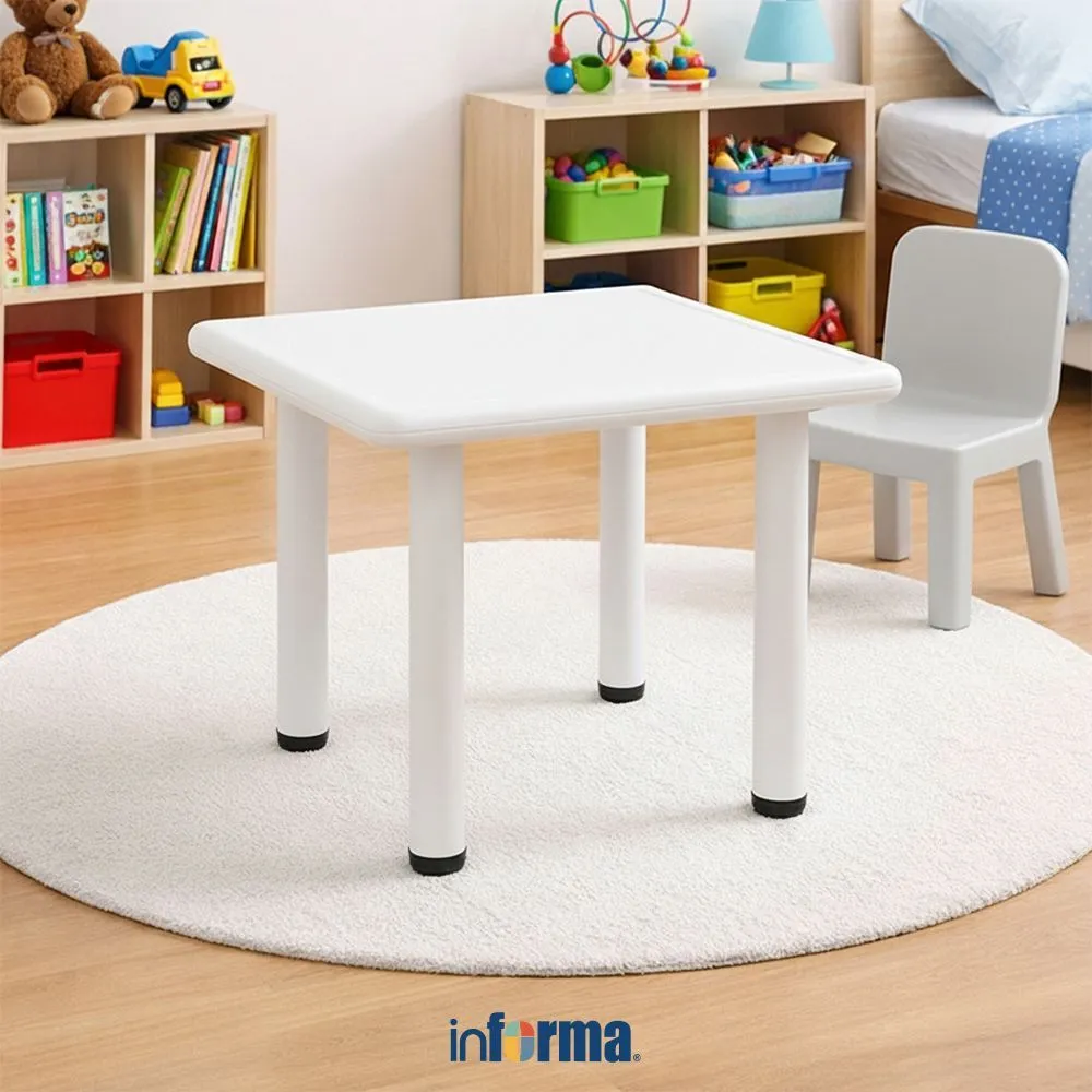 Informa Yaris Meja Anak Square - Abu-Abu Multifunctional Kids Table Meja Kecil Serbaguna Perlengkapan Kamar Anak Bangku Kecil Tempat Main Alas Gambar Mebel Paud Mebel Balita