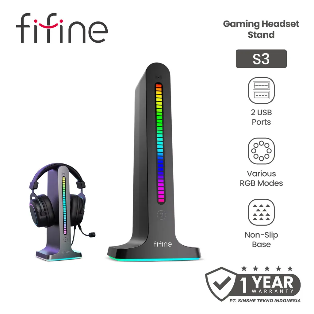 FIFINE S3 RGB AmpliGame Gaming Headset Stand Headphone USB Hub