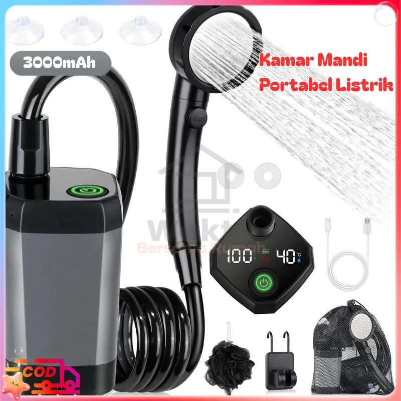 [COD]Kamar Mandi Portabel Listrik Shower Kepala Dengan Layar Pemeriksaan Suhu Jet Shower Listrik Portabel Pompa Air Pemanas Otomatis Anti Bocor  Portable Pompa Air Pengatur Suhu Untuk Berkemah Di Luar Ruangan