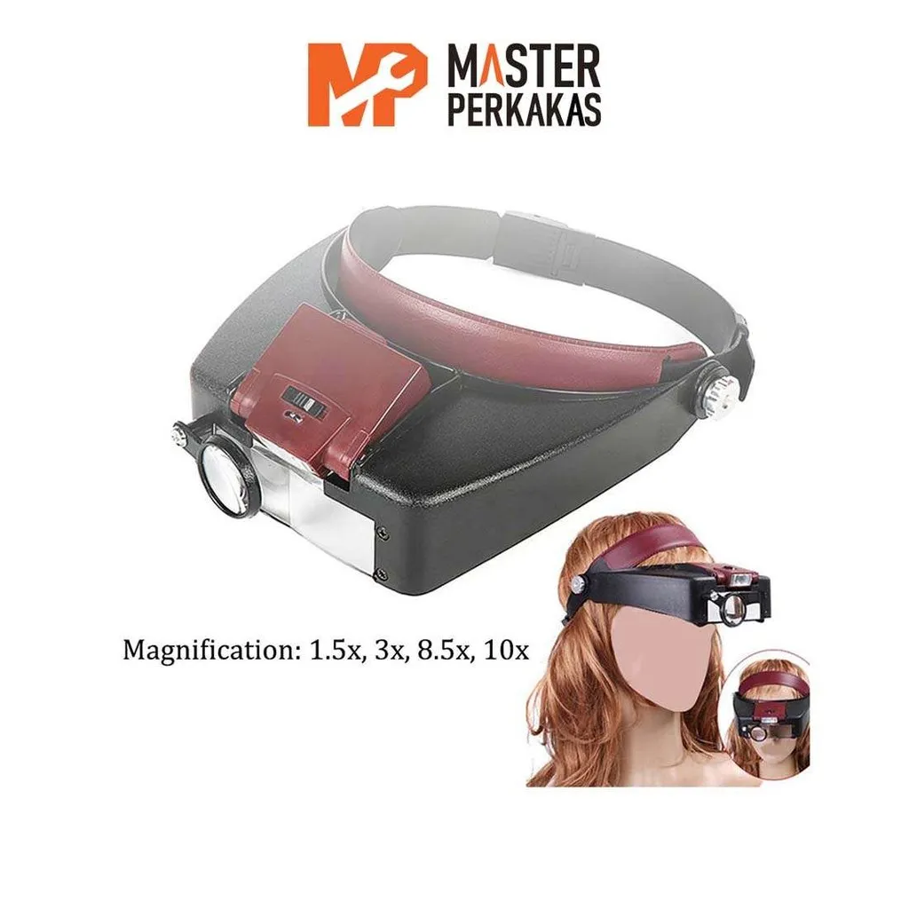 Kacamata Pembesar LED AB67 MP / Kaca Mata Servis / Lampu Reparasi / Eyelash Extension