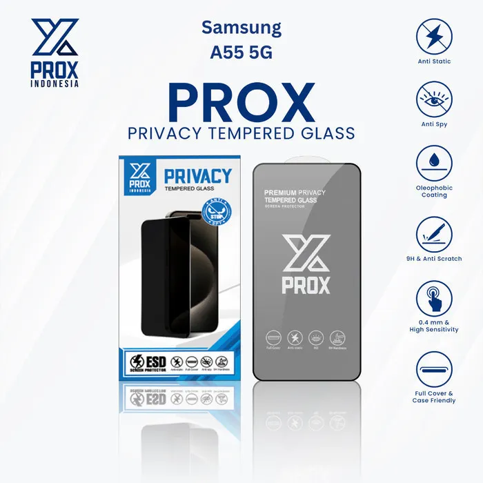 PROX Tempered Glass Anti Spy For Samsung A55 5G Full Cover Privacy