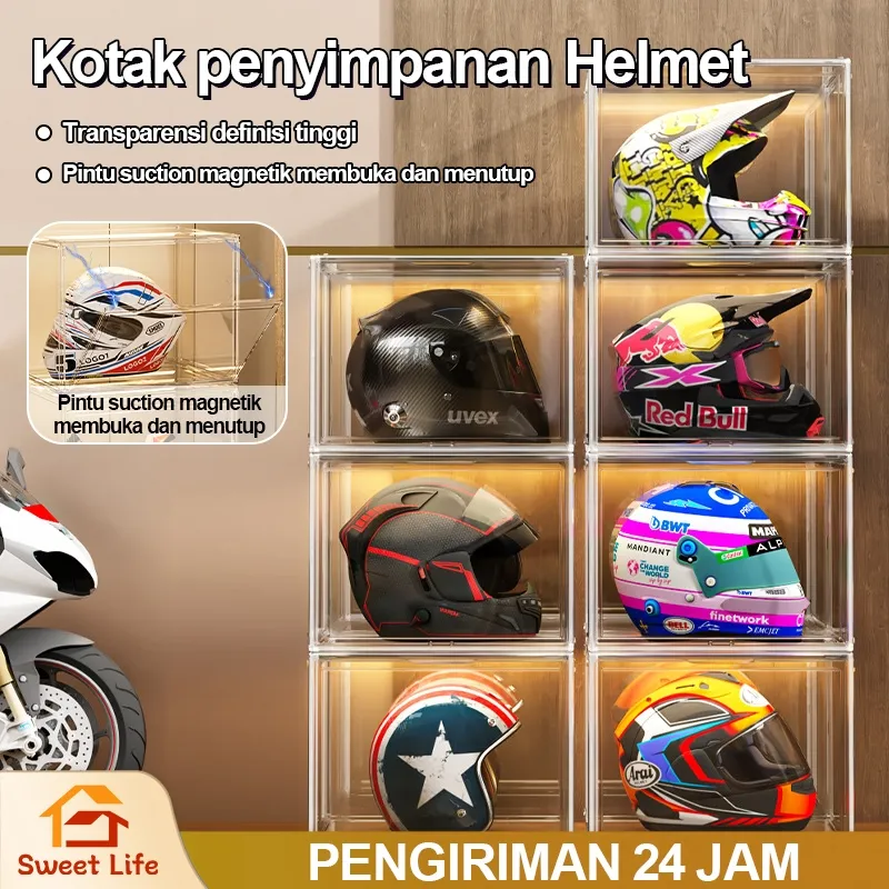 Ukuran Ekstra Besar Kotak Penyimpanan Helm Transparan Akrilik Penyimpanan Tas Tangan Pengatur Penyimpanan Mainan Kotak Transparan