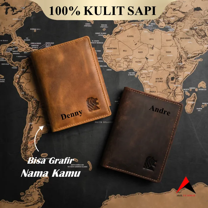 Dompet Kulit Sapi Asli Pria Original Branded 100% Premium Leather Wallet - Dompet Lipat ASLN