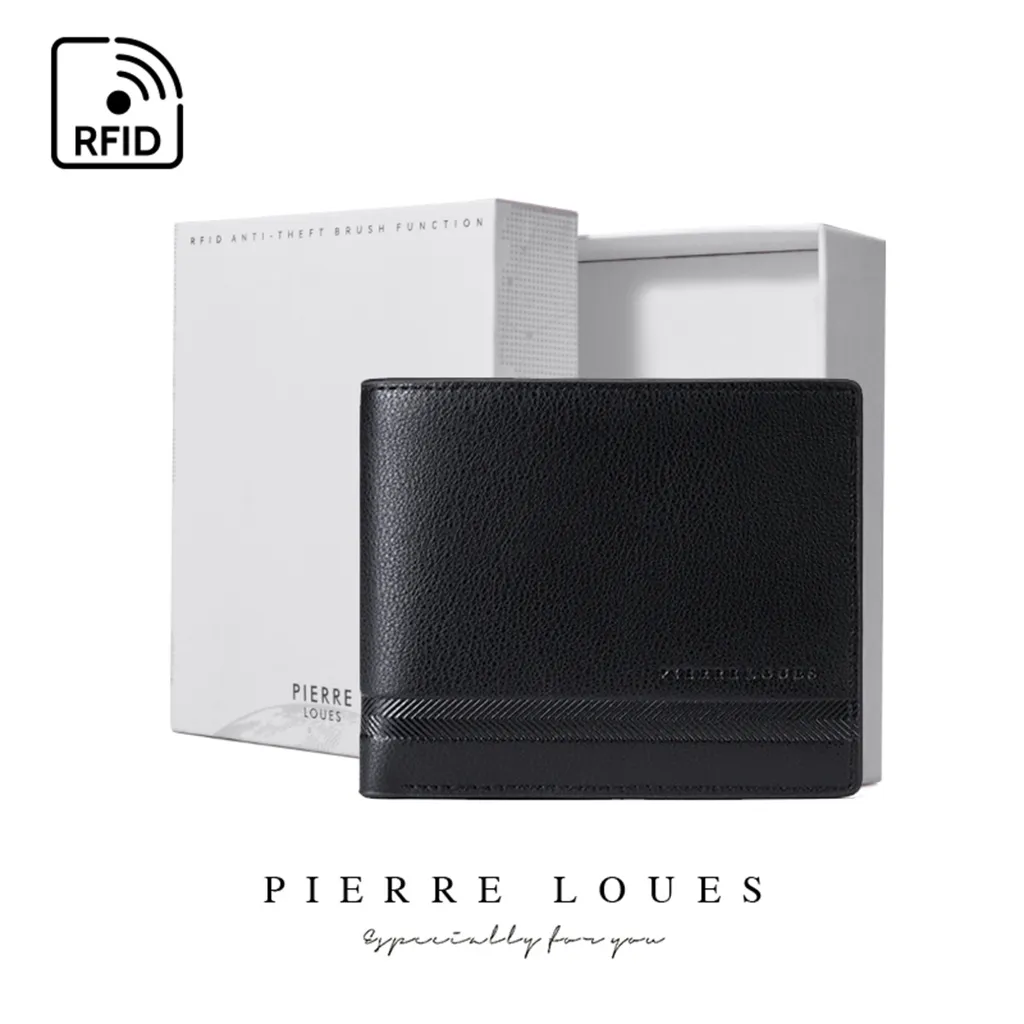 Dompet Lipat Pria Pendek PIERRE LOUES Barnett Wallet Bahan Kulit PU Leather Premium BAEOS