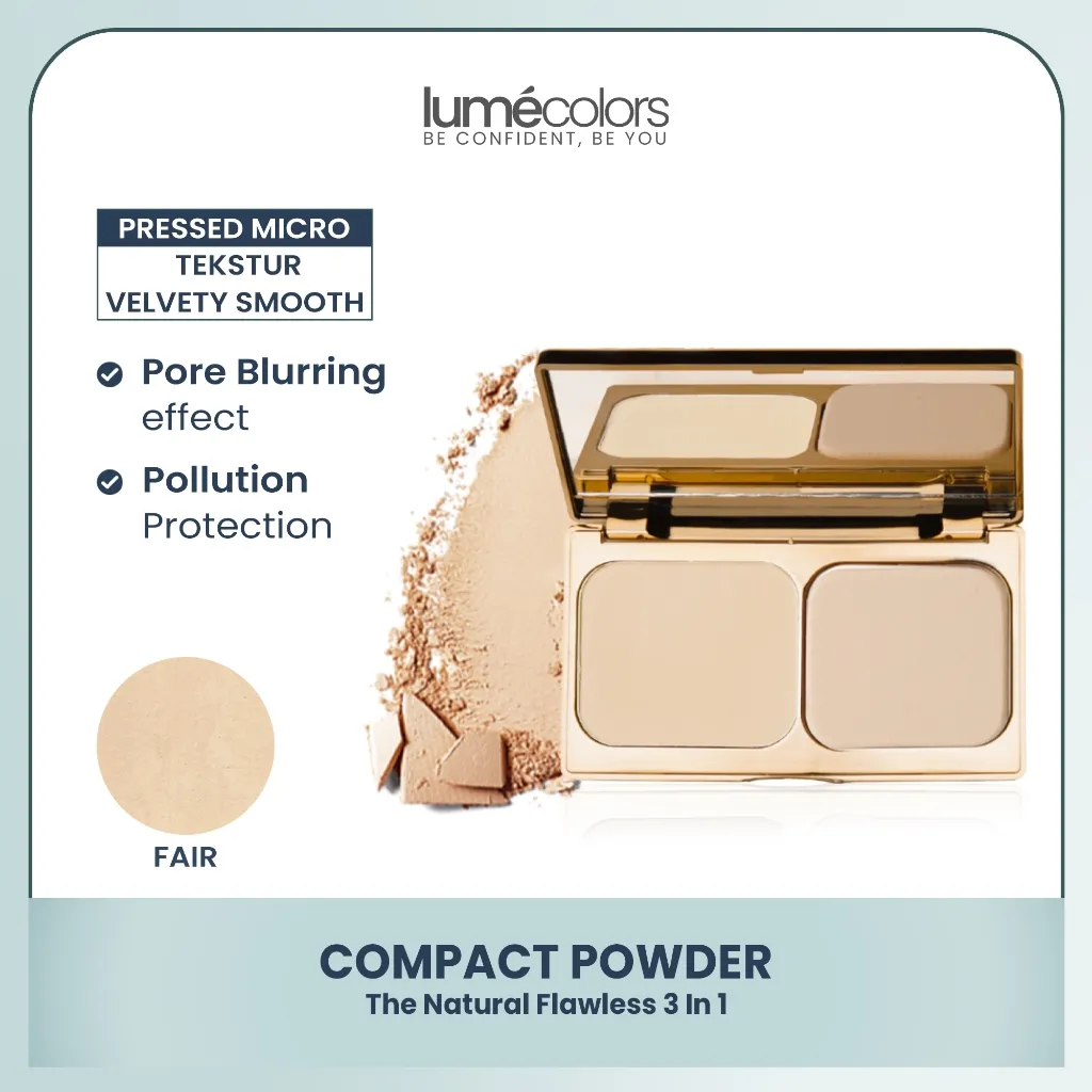 Lumecolors Compact Powder 10gr | Bedak Padat Bertahan Hingga 16 Jam | Shade Fair