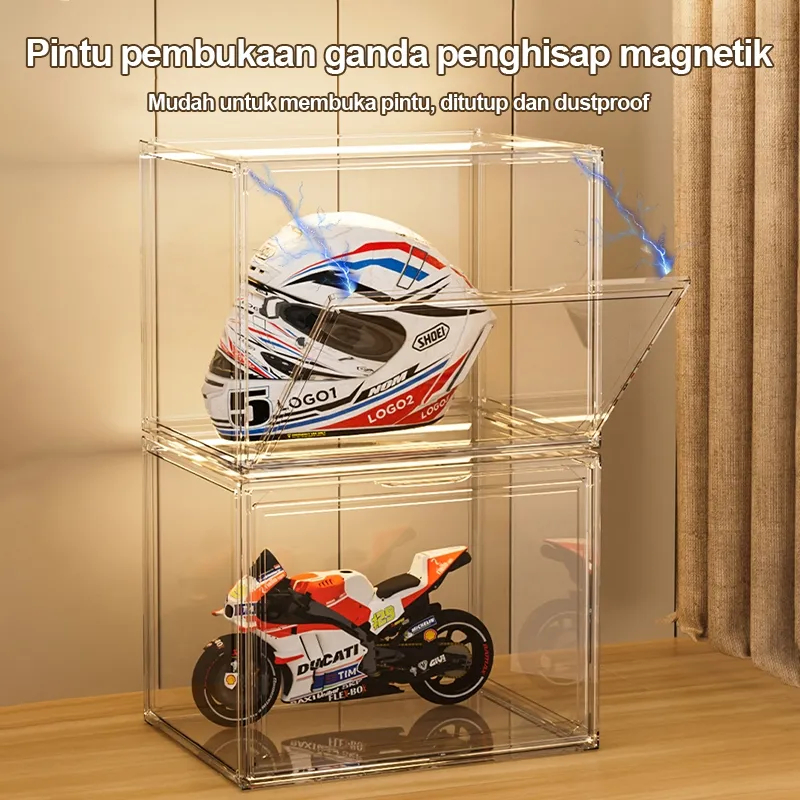 Ukuran Ekstra Besar Kotak Penyimpanan Helm Transparan Akrilik Penyimpanan Tas Tangan Pengatur Penyimpanan Mainan Kotak Transparan