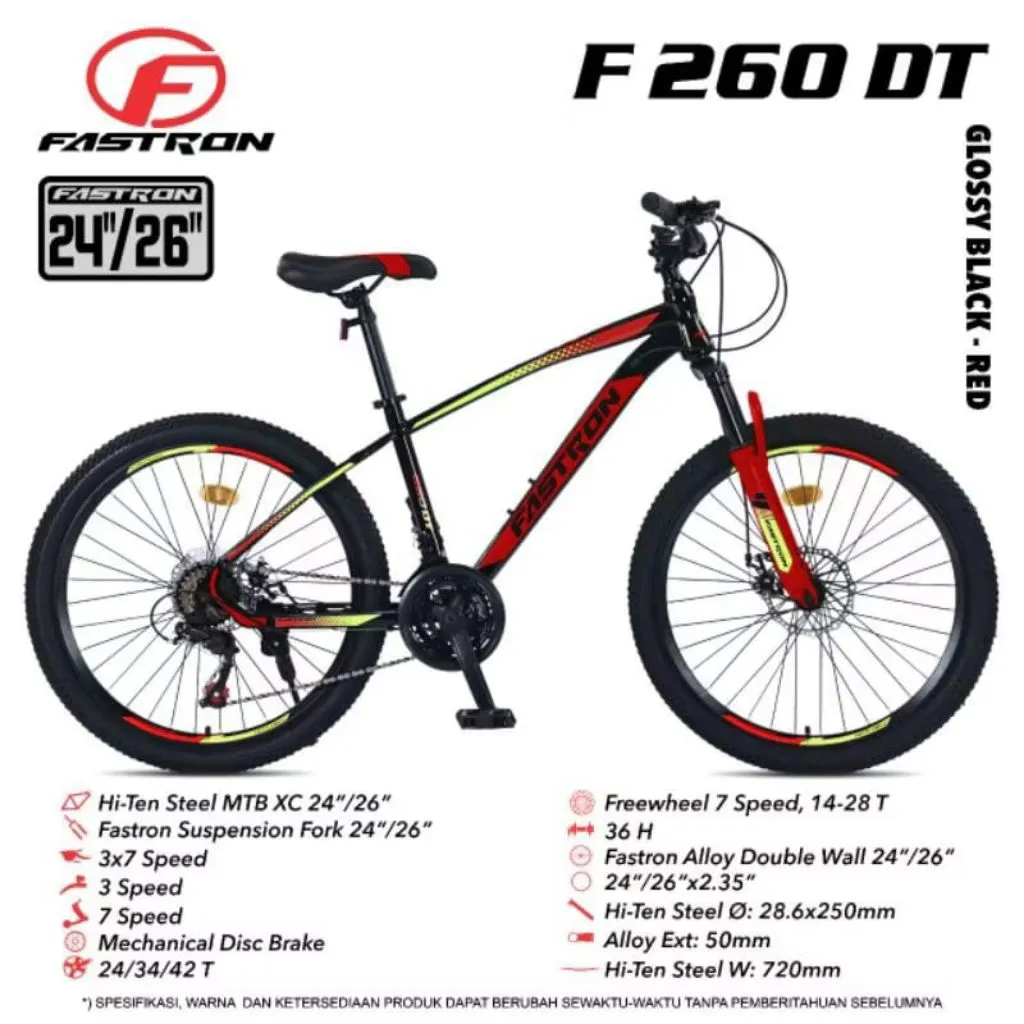 SEPEDA GUNUNG MTB 24 26 INCH FASTRON 260 DT / FASTRON 260 DX / FASTRON 260 DK / FOSTER 6657 3X7 SPEED REM CAKRAM