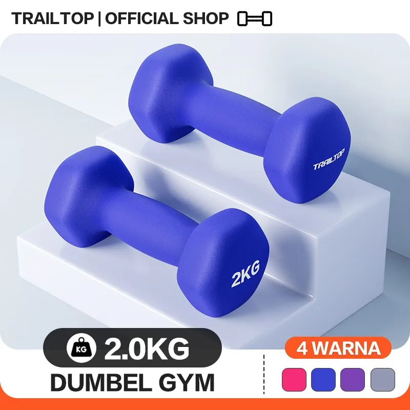 Trailtop Dumbell 2kg Sepasang Barbel 2kg 4kg Dumbbell Anti Selip Tahan Aus Alat Olahraga Di Rumah