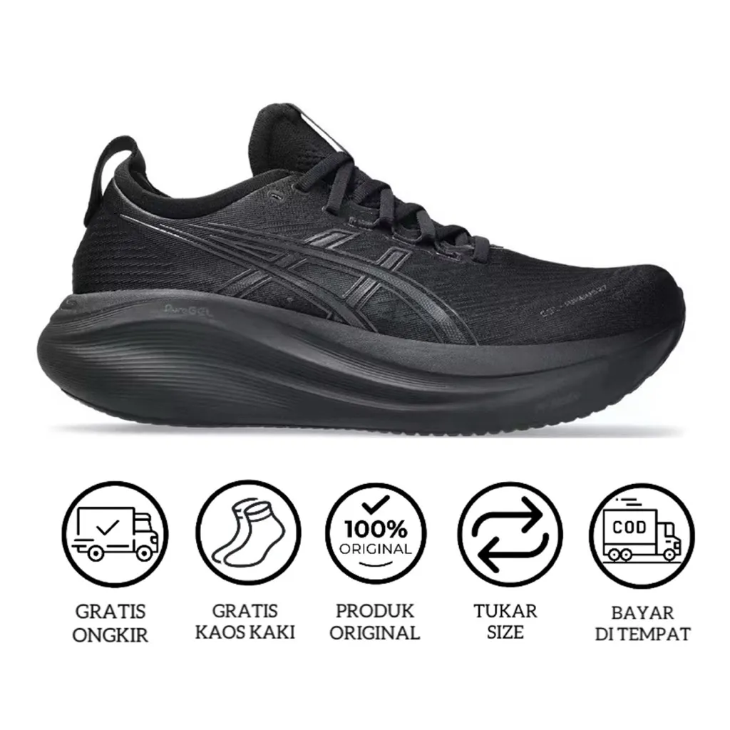 Sepatu Lari Asics Gel Nimbus 27 Black Graphite Grey