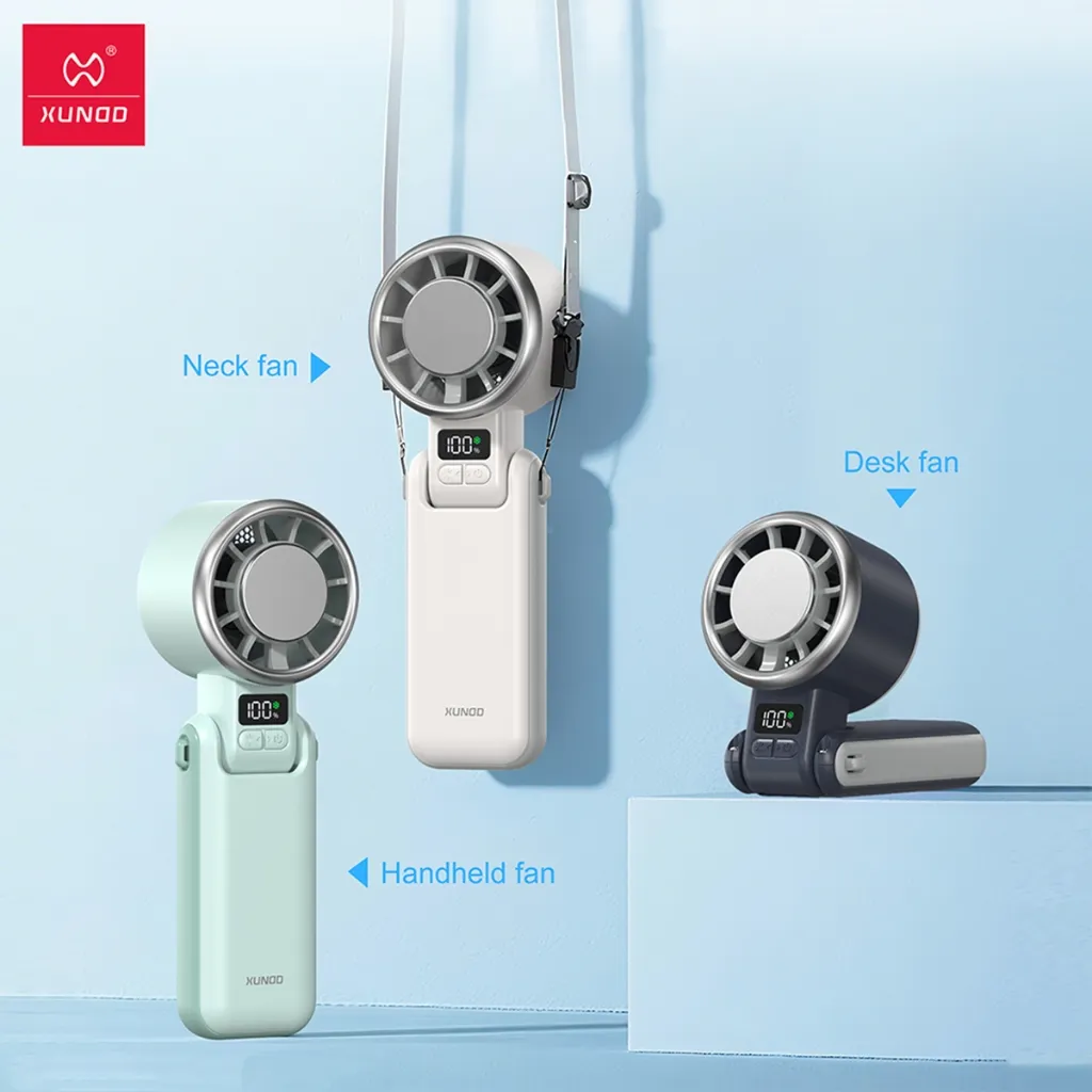 XUNDD Kipas Angin 1600mAh Portable Mini Hanging Bladeless Smart Lazy Neck Fan Hanging /  Dilipat Fan 3-Speed TYPE C USB / Kipas Angin Gantung Leher DQ209