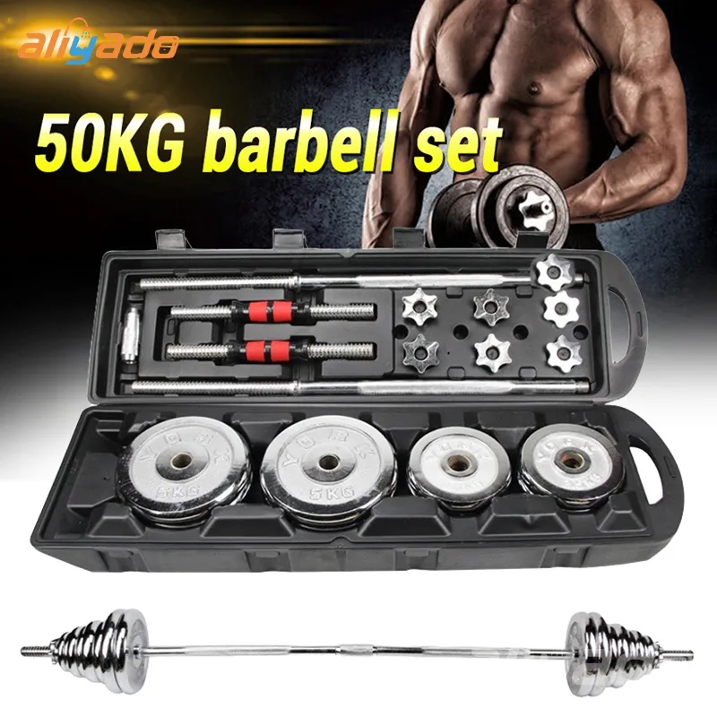 Dumbel Barbel 50kg Set Pegangan Merah Alat Fitness Angkat Berat Terlaris Termurah