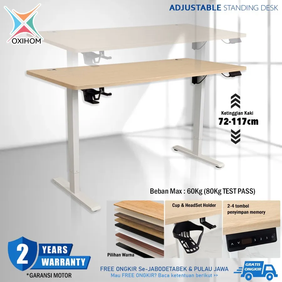 Oxihom Meja Gaming Meja Computer Meja Naik Turun Meja Hidrolik Ergonomic Desk Height Adjusment Desk HAS Elektrik Desk Cerdas untuk Gamer Sejati FT FT1 FT2  Series