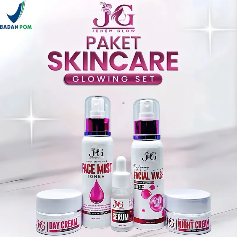 Jenem Glow Paket skincare perawatan Wajah Brightening Series | Paket set kecantikan Mencerahkan merawat wajah kusam membuat glowing